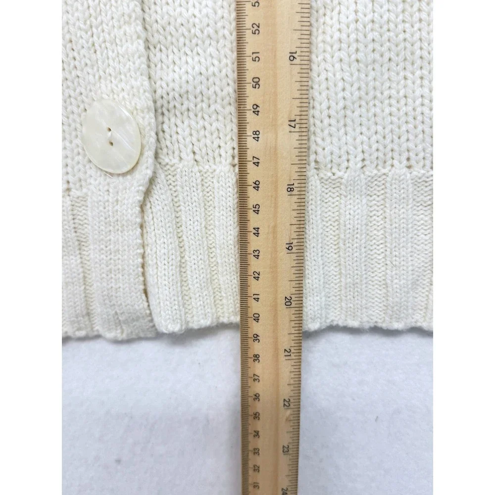 BCBGMAXAZRIA Cream Wool Blend Button Front Cardigan Sweater L